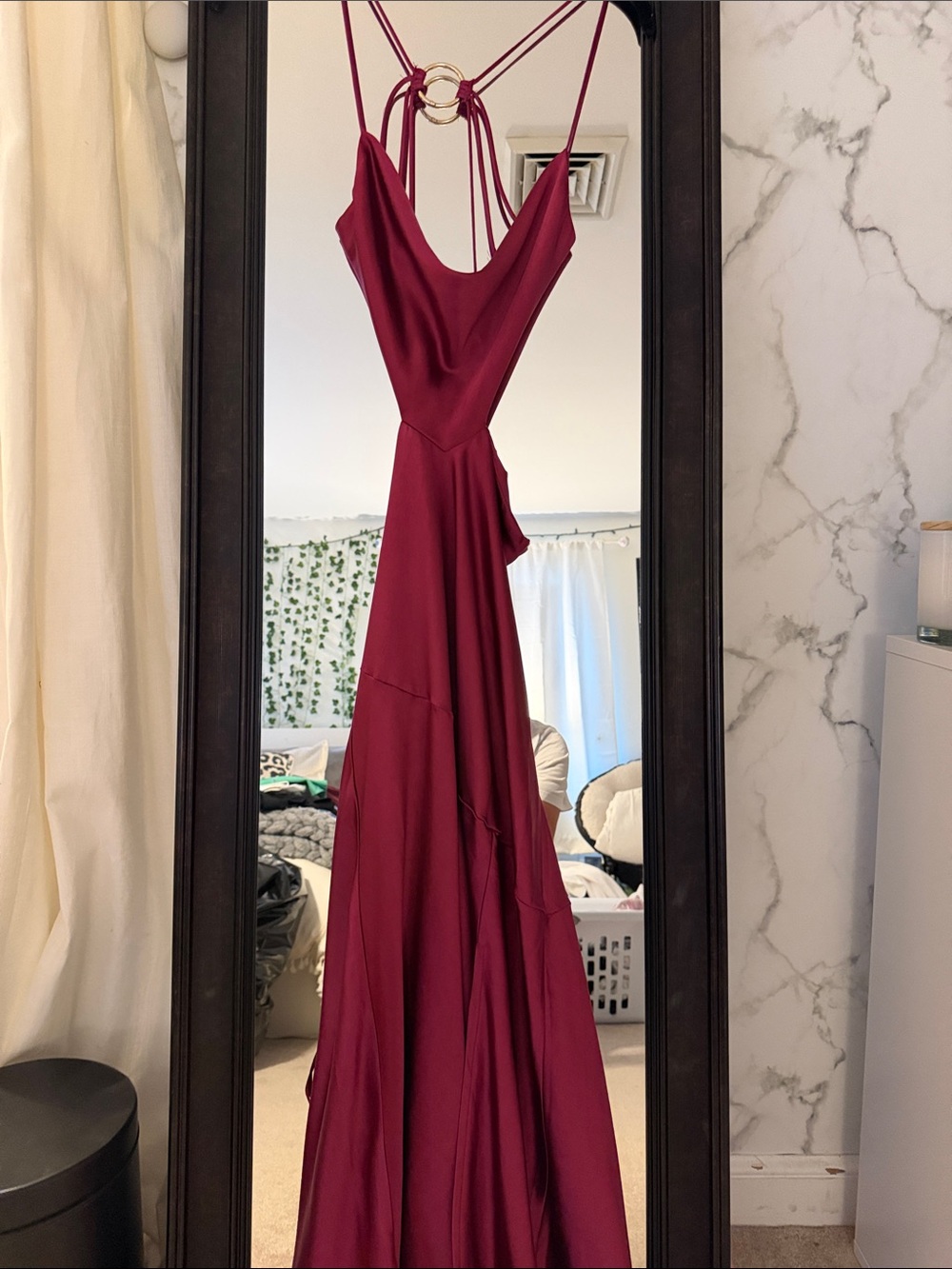 Hello Molly Wine Red Backless Strappy Gown